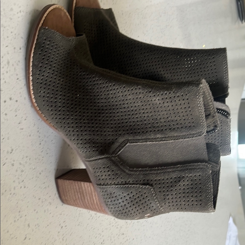 Toms Gray Ankle Booties with Perforated Design